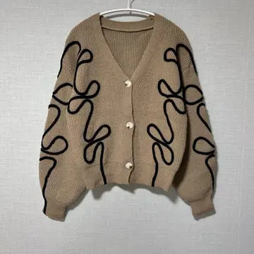 AMELY La-gemme 가디건 리본 V넥 숏 기장 F