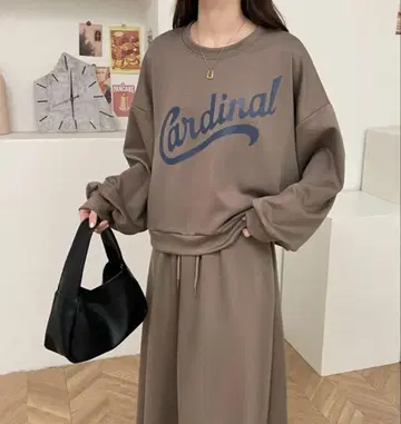 새상품 ABITOKYO 로고 프린트 종이상자 맨투맨 셋업 브라운