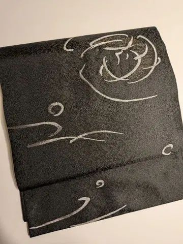 새상품급 블랙 베이스 새우 무늬 나고야 오비 길상 문양