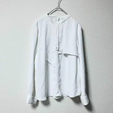 라미랄 블라우스 긴팔 쉬폰 드레이프감 소재 실버 버튼 모드