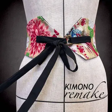 자수 앤티크 새시 벨트 W 60~90cm 기모노 리메이크 J71213