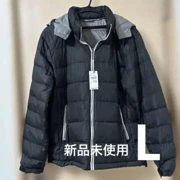 후드 부착 다운 자켓 L 사이즈 블랙