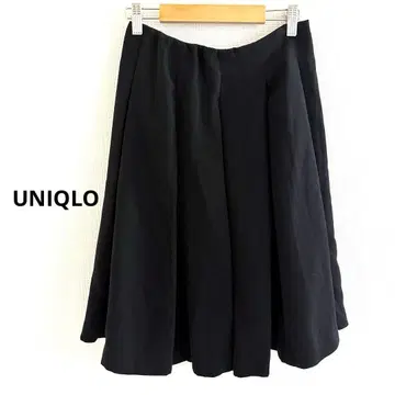 UNIQLO 플리츠 플레어 스커트 블랙 M 무릎 기장 유니클로