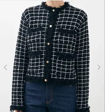 마르티니크 가디건 니트 그리드 트위드 니트 자켓