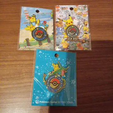 한정 포켓몬 센터 로고핀즈 3개 세트 스카이트리타운 레쿠자