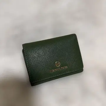 MICHAELKORS 그린 합성 피혁 3단 폴더형 지갑