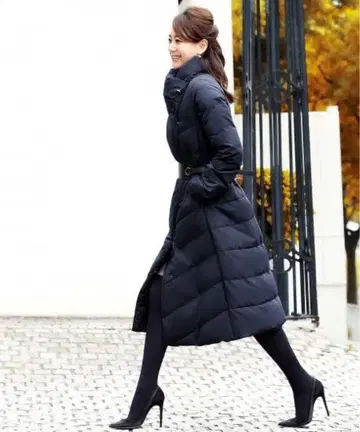 RUIRUE Boutique 허리 리본 벨트 롱 다운 코트 LL