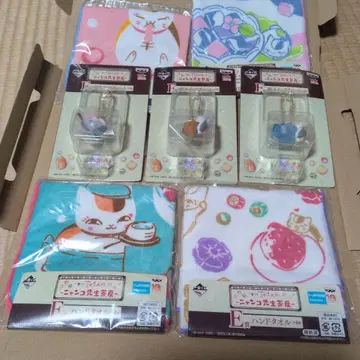 제일복권 나츠메 우인장 ~냥코 선생님 찻집~ 밴딩 타월, 화과자 참 세트