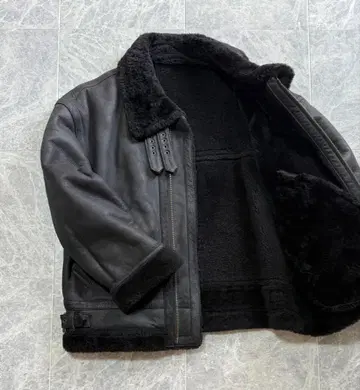 빈티지 무스탕 보아 가죽 라이더 자켓 M 상당 블랙