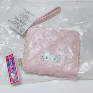 산리오 헬로키티 2단 접이식 지갑 퀼팅 핑크 HelloKitty