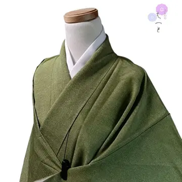 15 에토 기모노 순수 실크 이중 기모노 코몬 그린