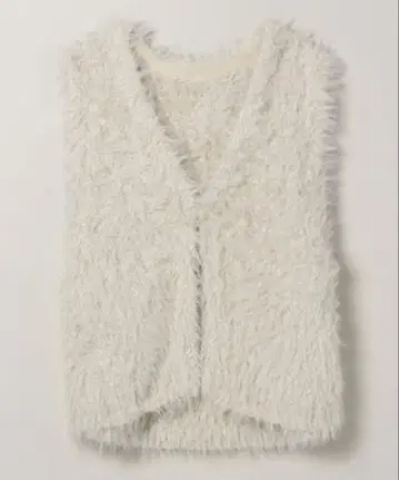 JEANASIS 슬라브 니트 퍼 베스트 아이보리