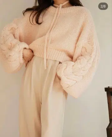 [ mideal ] cable sleeve choker knit