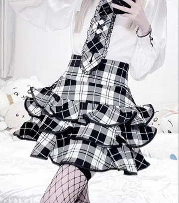 MARS ZIP 프릴 치마바지 체크