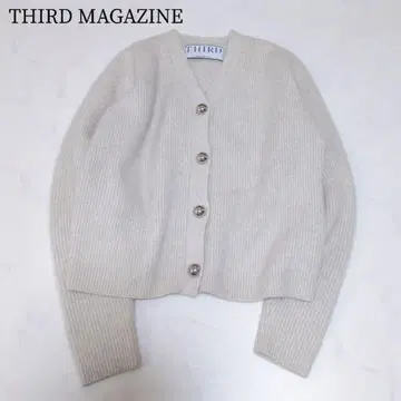 컨디션 최상 THIRD MAGAZINE 리브 편직 숏 가디건 포근함
