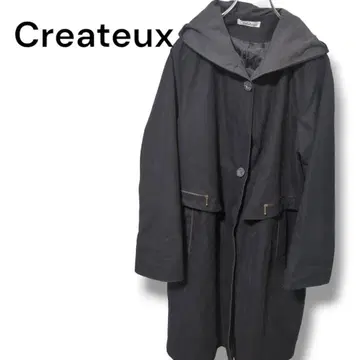 [Createux] 롱 코트 블랙 멋진 세련된 포켓 있음