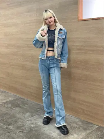 [ X-girl 퍼 데님 ] y2k 데님