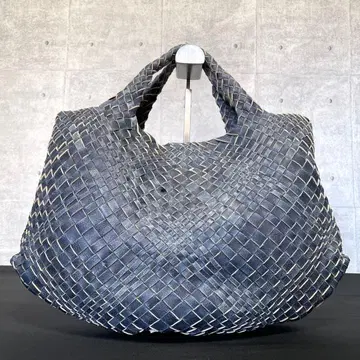 [새상품급] FALORNI 인트레차트 램 가죽 네이비 핸드백