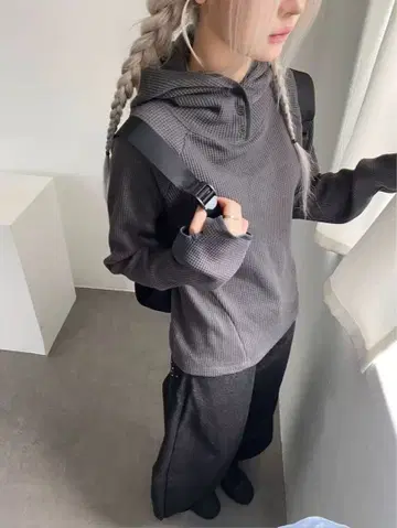 리브 후드티 그레이