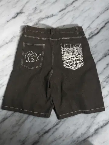 허리 내린 숏 데님 팬츠 남성용 스케이터 Y2K