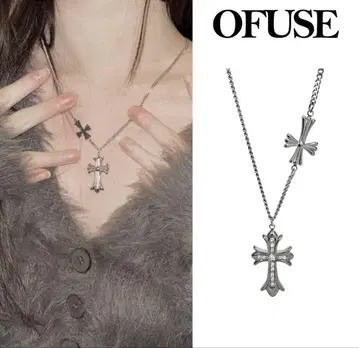 OFUSE 크로스 모티브 목걸이