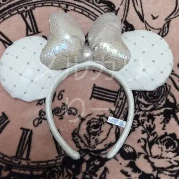 디즈니 Disney 퀼팅 펄 머리띠 화이트