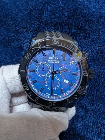 EDOX 크로노그래프 손목시계 파랑