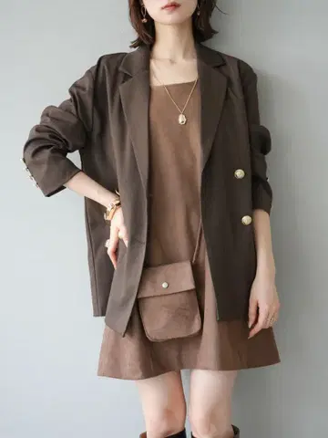 Lumier 테일러드 자켓 숄더 파우치 포함 미니 원피스