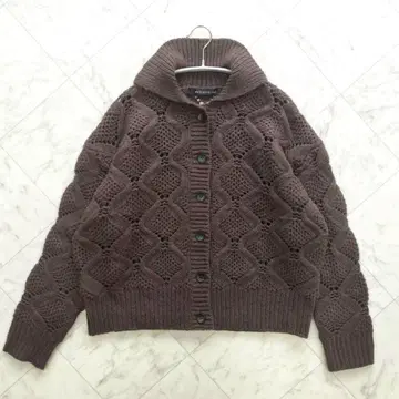 미즈이로 인디 로 게이지 패턴 니트 가디건