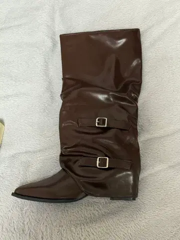 브라운 슬라우치 스타일 롱 부츠 39