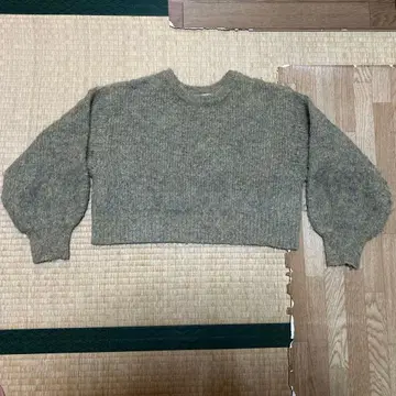 새상품급/hinari/샤기 믹스 니트/머스타드색/숏 기장