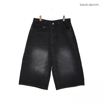 블랙 데님 하프 팬츠