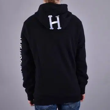 HUF 블랙 후드 부착 후드티