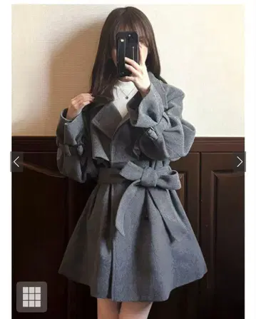 GRL 옷깃 2Way 리본 벨트 포함 페이크 울 트렌치코트 kz568