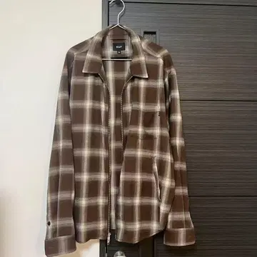 HUF 브라운 체크 집업 자켓 XL 사이즈