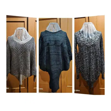 프리 사이즈 니트 3세트 긴팔 뜨개질 디자인 튜닉 스웨터