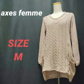 axes femme 엑시즈팜 니트 스웨터 롱 핑크 비쥬