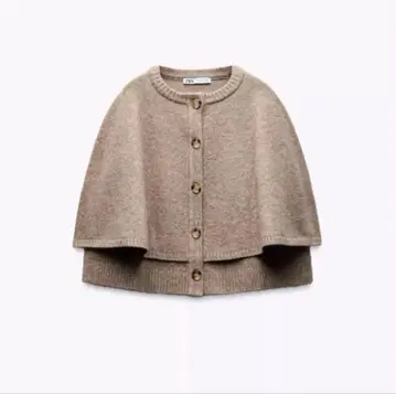 ZARA 케이프 판초 니트 자켓 오트밀 색상 M 사이즈