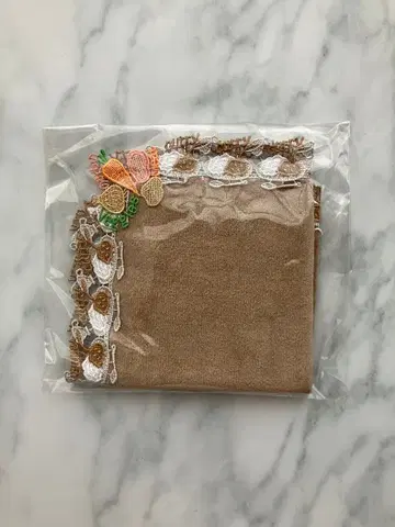 치카자와 레이스 손수건 라이스 카레 브라운