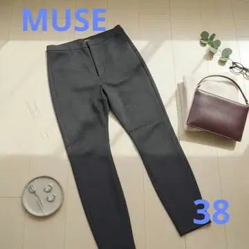 MUSE 다크 브라운 아름다운 실루엣! 팬츠 오피스 캐주얼