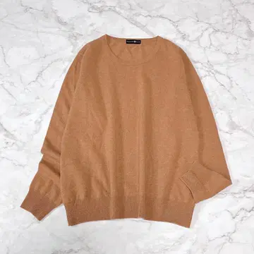 빅 사이즈 타카시마야 캐시미어 100% 크루넥 니트 카멜 LL
