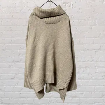 12523 아메리칸 홀릭 터틀 니트 튜닉 긴 길이 베이지