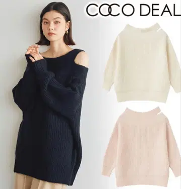 COCODEAL 코코딜 오프숄더 니트 미니 원피스 2024 가을/겨울