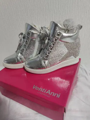 VentiAnni 실버 하이컷 스니커즈 37 별 벤티안니