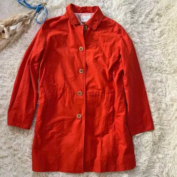 [ 심플 라이프 ] 오렌지 롱 코트 L 사이즈 면 나일론