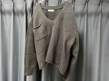 SeaRoomlynn 리브 편직 V넥 스웨터 (네이비)