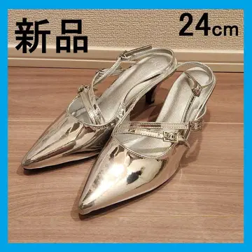 [새상품] 펌프스 백 스트랩 내로우 스트랩 실버 24cm