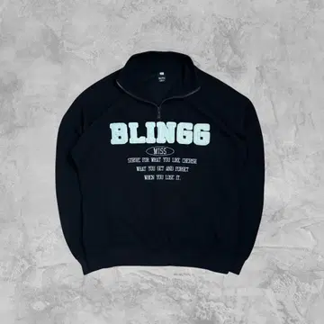 하프 지퍼 맨투맨 자수 로고 네이비 오버 사이즈