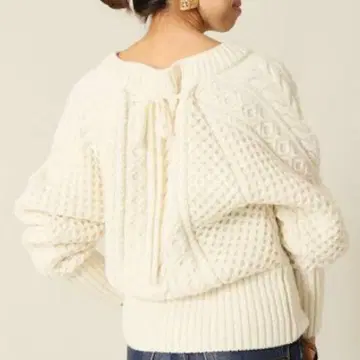IENA 이에나 아란 편직 백리본 풀오버 니트 블라우스 셔츠