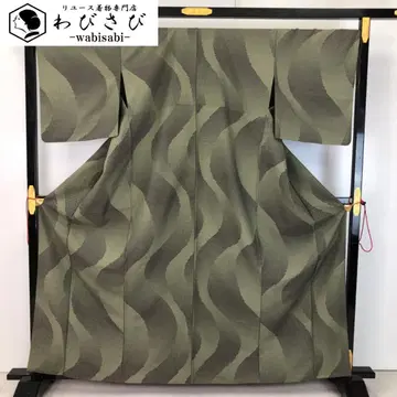 코몬 물방울 무늬 곡선 패턴 네기시색 크레이프 원단 K-5244